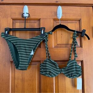 NWT Abercrombie Green Striped Bikini Set
